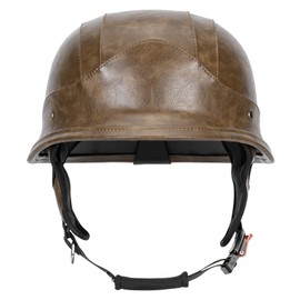 LNCHAO German Style M35 Handmade Leather Retro Motorcycle Helmet 1/2 Vintage Half Face Helmet for Adults Men & Women DOT Approved,Open Face Helmets for Cruiser Scooter Chopper (Sahara Brown,Large)