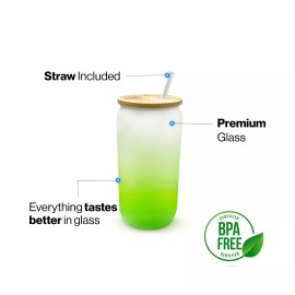 Unbranded 16OZ Cute Glass Bamboo Lid Drinking Cup with Straw| Gifts for her |ReusableStraw