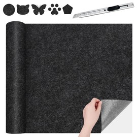LOMUG Filz Selbstklebend Schwarz, 40x200cm Klebefilz Selbstklebend Filzrolle Filzstoff Meterware 2mm Dick Selbstklebender Klebriger Filz Bastefilz für DIY Box Liner Cup Mat Stühle Möbel Bodenschutz