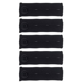Elastic Pants Waist Extenders, Adjustable Pant Button Extenders For Jeans Skirts Pants, Maternity Waistband Button Extender Set (5 Pack, Black)