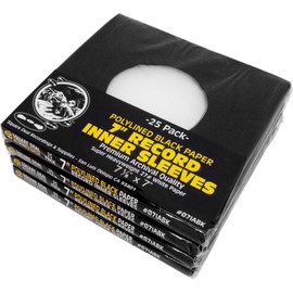 (100) Super Heavyweight Polylined Black Paper Inner Sleeves for 7" Records - Archival Quality, Acid-Free, Static-Free - Premium Protection