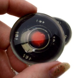 Red Robot Glass Eyes 6mm to 60mm Technology Fantastic Jewelry Making Art Doll Parts Taxidermy Sculpture Flatback Domed Cabochons (12mm)