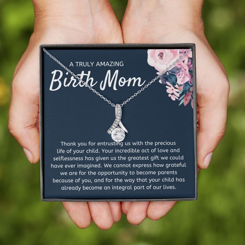 Birth Mom Necklace Message Card Box Alluring Standard - Thank