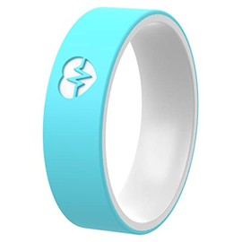 ThunderFit Laser Engraved Silicone Rings for Her - Flexible & Comfortable Engagement Promise Rubber Ring for Women - Durable Band for Active Lifestyle or Everyday Wear