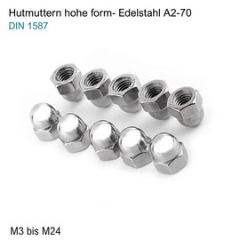 Cap Nuts M12 Stainless Steel A2 DIN 1587 Cap Nut High Shape Metric Thread (Thread: M12; Quantity: 10 Pieces)