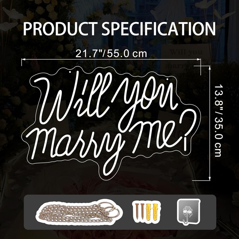 Will You Marry Me Neon Sign for Wedding Party Backdrop