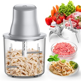 Food Processors, Electric Chicken Shredder & Meat Grinder Meat Shredder Tool Twist with 250W Copper Motor, 1.5L Bowl & Bi-Level Blades Anti-Slip Base for Meat/Fruits/Vegetable/Pet Food