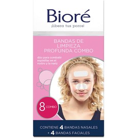 Bioré Bandas de Limpieza Profunda Combo, 4 Bandas Nasales 4 Bandas Faciales