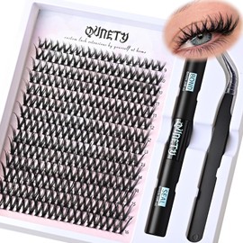 QUNETY Lash Clusters DIY Lash Extension Kit Wispy Eyelash Clusters Individual Eyelashes Cluster Natural Eye Lash Clusters Kits Fairy Mink Lash Clusters (Butterfly DIY Lashes Kit)