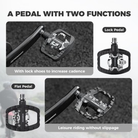 ROCKBROS Bicycle Pedals Dual Function, Clipless Pedals SPD and Flat Foot Levers Non-slip, Cleat Set Included Lightweight Nylon Large Contact Surface 9/16 inch for MTB, Gravel Bike, Road Bike