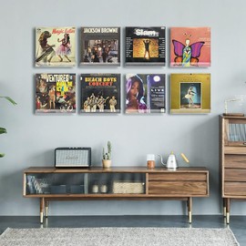 EWIGE Vinyl Record Wall Mount Pack of 6 Acrylic Storage for Records and Photos (Clear)