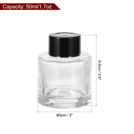 HARFINGTON 50ml/1.7oz Empty Glass Diffuser Bottle 2.6" x 2" Refillable Fragrance Accessories Aromatherapy Jar Container for Replacement Reed Diffuser DIY Home Bathroom Transparent