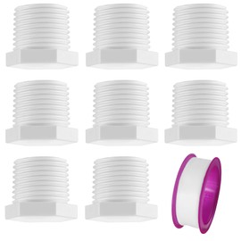 1/2 Inch RV Hot Water Heater Drain Plug with Tape for RV Camper and Atwood Water Heaters 11630 91857 White Plastic 8 Pieces