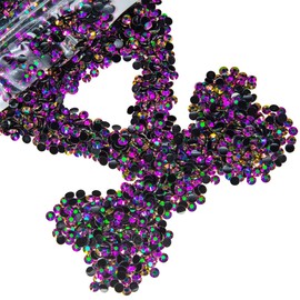 qiipii 8000PCS 3mm Vibrant Purple AB Resin Rhinestones for Crafting Colorful Purple AB Flatback Jelly Stones Bulk SS16 Non-Hotfix Rose AB Diamonds Gems Charms for Face Eyes Makeup Tumblers DIY Crafts