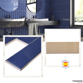 Tenedos Pacific Ocean Blue Dark 2x10 Bright Subway Ceramic Wall Tile Backsplash (Box of 5.42 Sq.ft - 30 Pieces) for Kitchen, Bathroom Shower, Accent Decor, Fireplace (Bright)