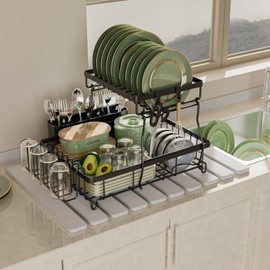 Large Stone Dish Drying Mat for Kitchen Counter, Quick Dry Stone Dish Drying Mat, Diatomaceous Earth Bath Mat, Collapsible Absorbent Stone Drying Mat for Dishes Cups, Match Any Countertop (24''*16'')