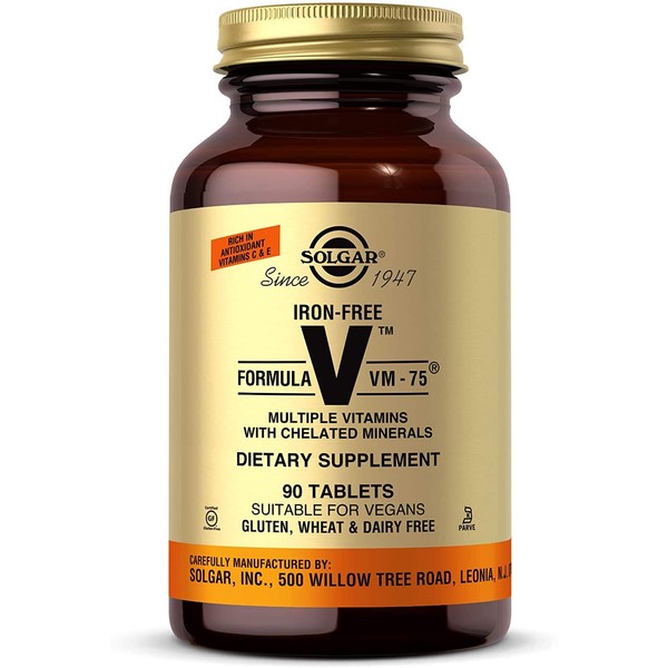 Solgar Iron-Free Formula VM-75, 90 Tablets - Multivitamin with Chelated