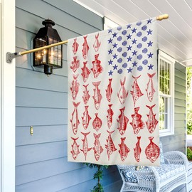 FLAGWIX 4th of July Decorations, American Fish Flag - House American Flags for Outside 29.5" x 39.5" - Fourth of July Decorations, Fishing Gifts for Men Who Love Fishing, Beach Gifts for Men Dad