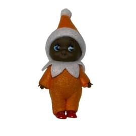 Munchkins and Doodlebugs Baby Elf Figurine - Toddler Elves with Shoes - Dark Skin Baby Elfs (Orange)