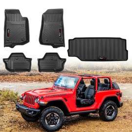 Wqyimat All Weather Floor Mats and Cargo Liner for 2018-2024 Jeep Wrangler JL 2 Door Accessories TPE Rubber Mat Black (for 2018-2024 Jeep Wrangler JL 2 Door)
