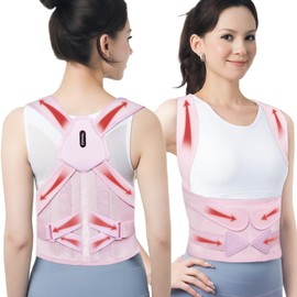 ZINUU Back Straightener, Posture Corrector Back Women: Posture Correction Strap for Women, Adjustable Posture Trainer Back Strap, Breathable Back Support Corrector Women (Pink, S/27'-31')