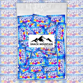 Snack Mountain Snack Mountain Razzle Gum Candy, Retro Candy Gum in Bulk, 2-Piece Individually Wrapped Vintage Candy, Bulk Gum, Gum Pack, Variety Flavors Grape, Tangerine, Orange Gum, Blue Raspberry Gum 60s Candy, 60 Pack