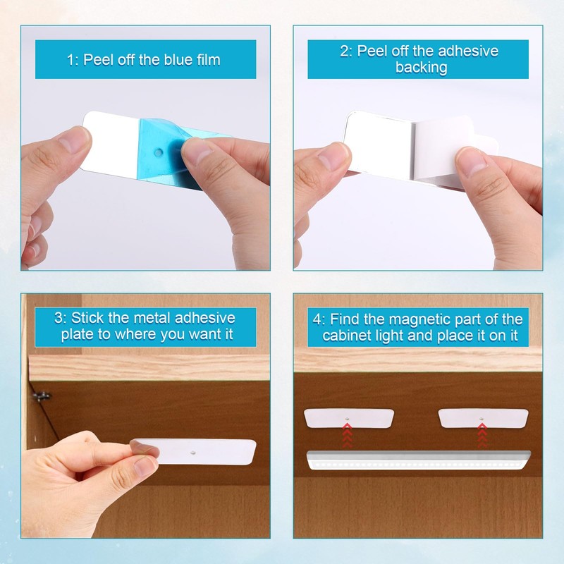 6pcs Metal Adhesive Strips for Magnetic Under Cabinet Lights, Replacement