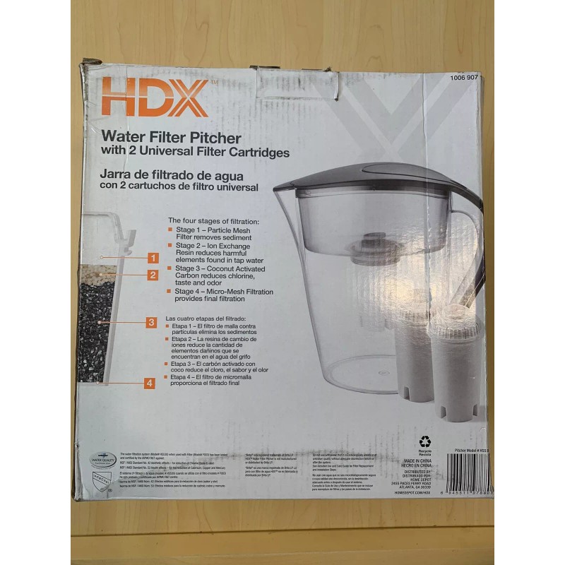 HDX New, Free ship, HDX 10-Cup Large Water Filter Pitcher