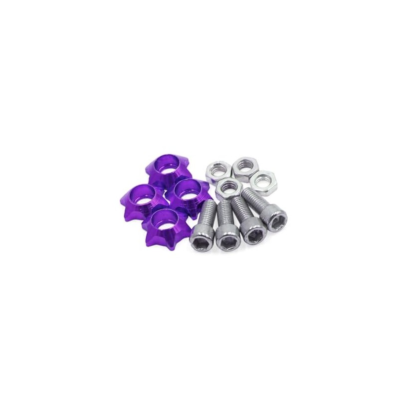 REPAIROCK 4Pcs Purple Metal 6mm Thread Motorcycle Hexagon License Plate
