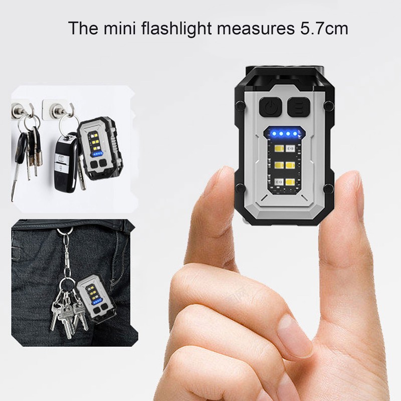 Small Powerful EDC Flashlight 300LM USB Rechargeable Mini Pocket Keychain