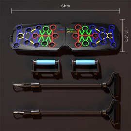 Mualady 14 in 1 Push Up Board, Portable Pushup Bars for Men, Muscle Max Push Board, Foldable Gym Home Exercise Board, Anti Slip Standing Workout Board with Resistance Bands