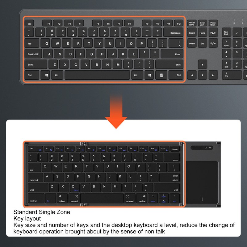 Portable Bluetooth Keyboard Foldable Multi Device Travel Keyboard with Touchpad