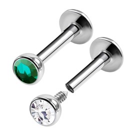 Monroe Surgical Steel Labret Earrings 1.2 mm 16 g Pack of 2, Stainless Steel