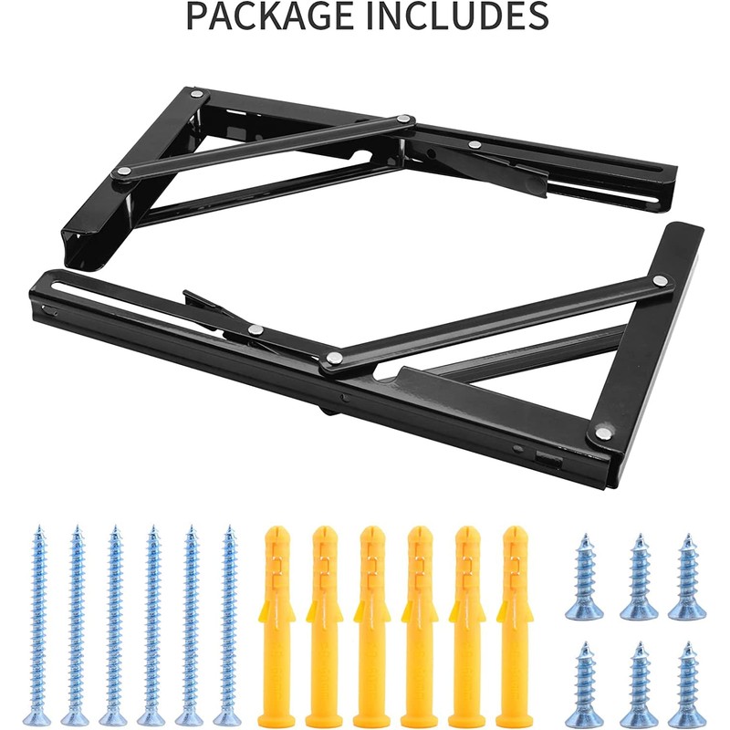 YUMORE 16 Inch Folding Shelf Brackets, Heavy Duty Collapsible Shelf
