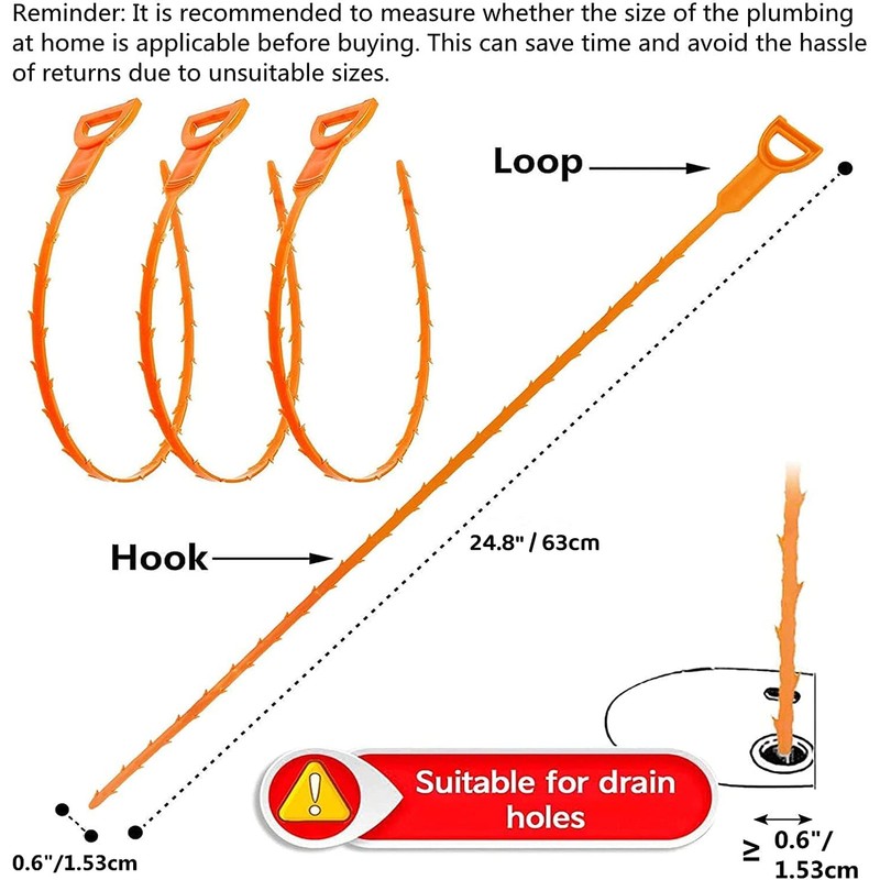 Forlivese Drain Snake,6 Pack Shower Drain Unblocker,Multifunctional Sink Unblocker Tool