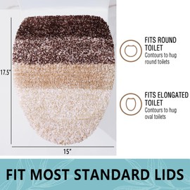 Arotive Soft Microfiber Bathroom Toilet Lid Cover, Machine Washable Seat Covers, 17.5 x 15, Stays in Place Rubber Backing, Fits Most Round, Elongated and Oblong Lids, Accessories Decor, Brown