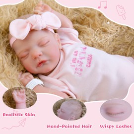 EKOKIZ Reborn Baby Dolls 18-Inch Soft Skin Realistic Baby Dolls Cloth Body Sleeping Girl Baby Dolls That Look Real Newborn Baby Dolls with Clothes and Toys Accessories for Ages 3+