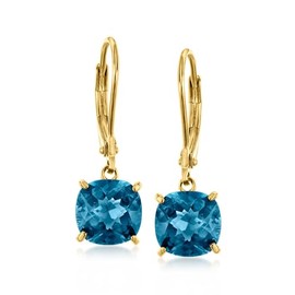 Ross-Simons 5.50 ct. t.w. London Blue Topaz Drop Earrings in 18kt Gold Over Sterling