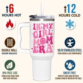 TAMUNBEE Girl Mom Gifts - Funny Mom Gift Mother Gifts, Mommy Gifts, New Mom Gifts - In My Girl Mom Era Birthday Gifts Idea Mom Tumbler With Handle 40oz (Girl Mom)
