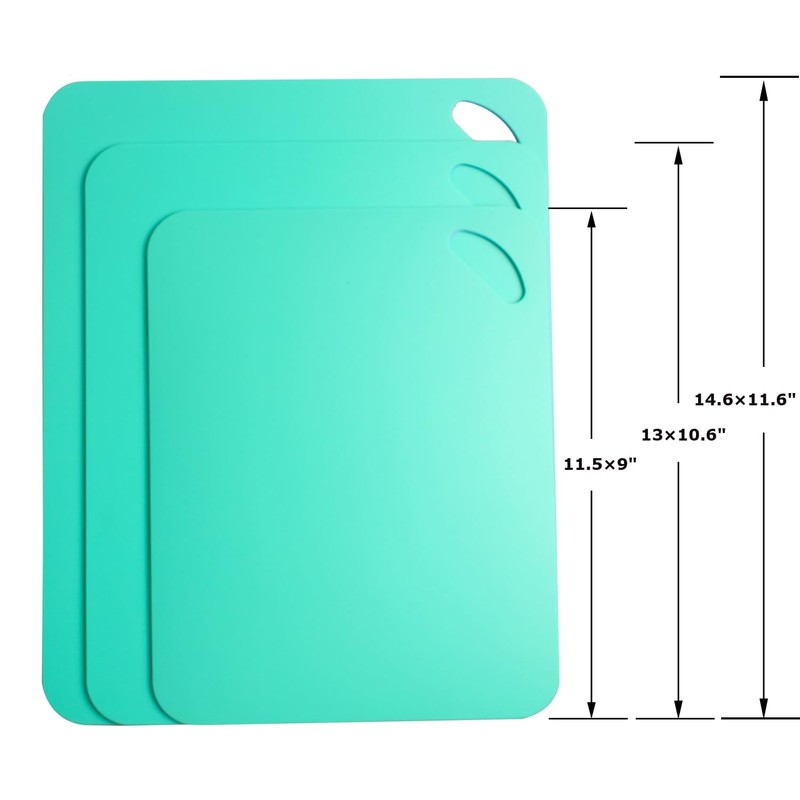Plastic Flexible Cutting Mats for Kitchen, 3pcs Color Coded Chopping