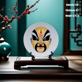 Traditional Oriental Aesthetics Handmade Painted Porcelain Plate Ornament Peking Opera, Yellow Face