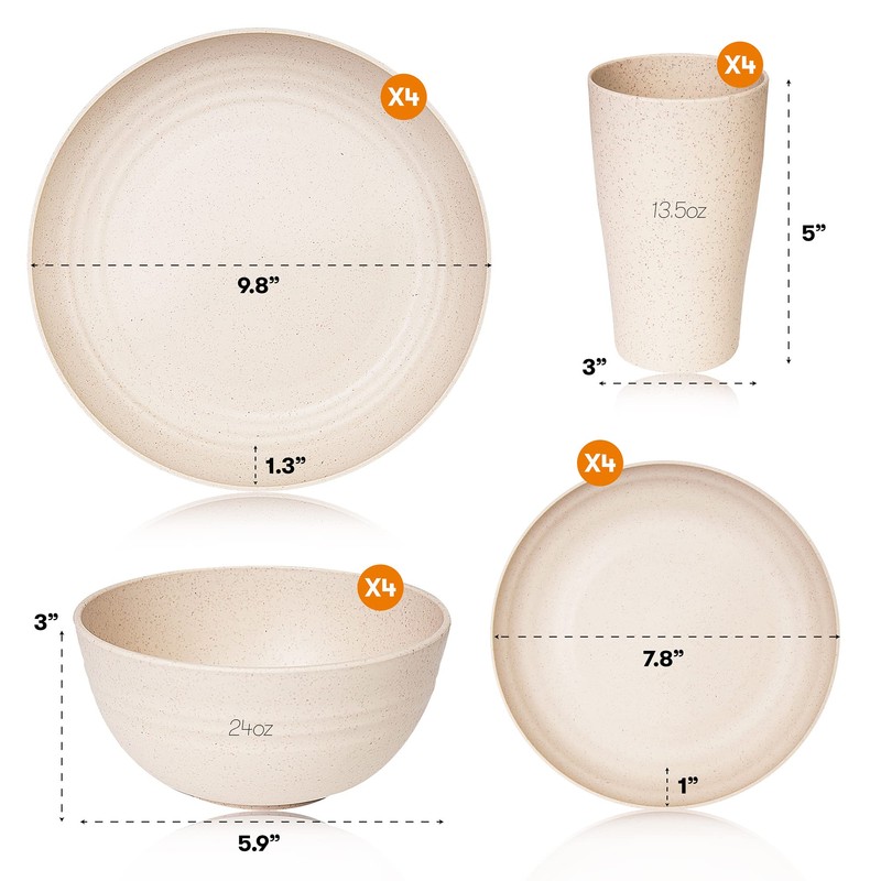 Wheat Straw Dinnerware Sets | Unbreakable Dinnerware Sets | Dishwasher