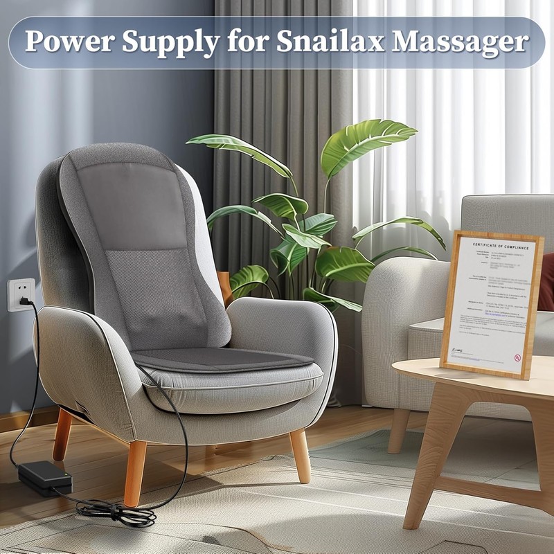 12V Power Cord Compatible for snailax,for Comfier Back/Foot Massager(CF-2206N,CF-2309A,CF-2307A,CF-5212,CF-5701,CF-6006N) 12v