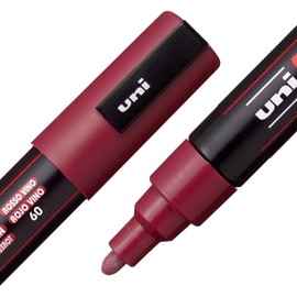 uni POSCA PC-5M Water-Based Paint Markers, Reversible Medium Tip (1.8-2.5mm), Red Wine