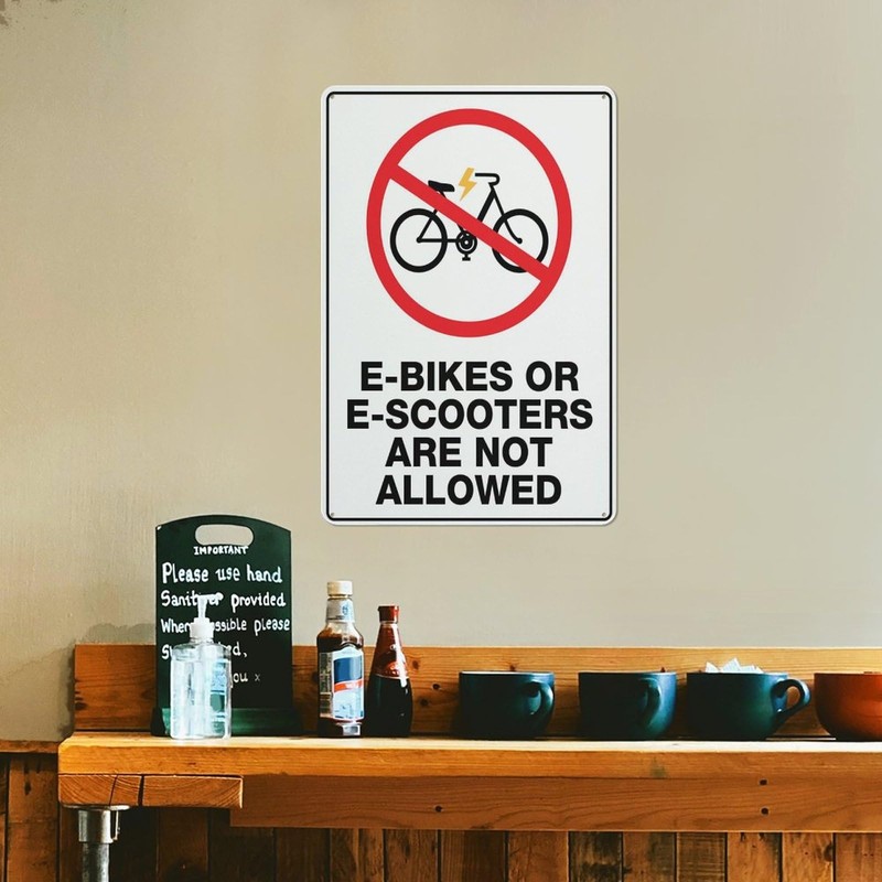 E-Bikes Or E-Scooters Are Not Allowed Sign Warning Sticker-Security Sign