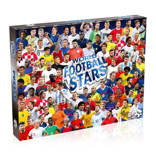 World Football Stars 1000 Piece Jigsaw Puzzle Game, Piece together football players including Harry Kane, Pele, Maradona, Lucy Bronze and Carli Lloyd, For players aged 4 plus