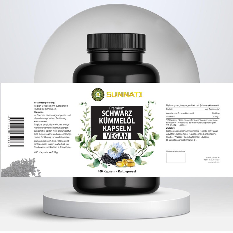 Sunnati - 400 Black Cumin Oil Capsules Vegan - 1000