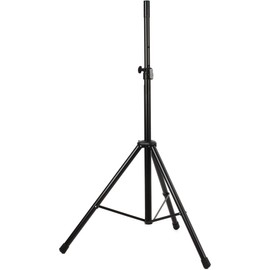 K&M König & Meyer 21436.177.55 Speaker Stand | Height Adjust w/Push-Button Lock | Cross Leg Brace | Light-Folds Compact | Mounting Aide/Adaptor Sleeve Included | Max Load 88 lbs | German Made | Black