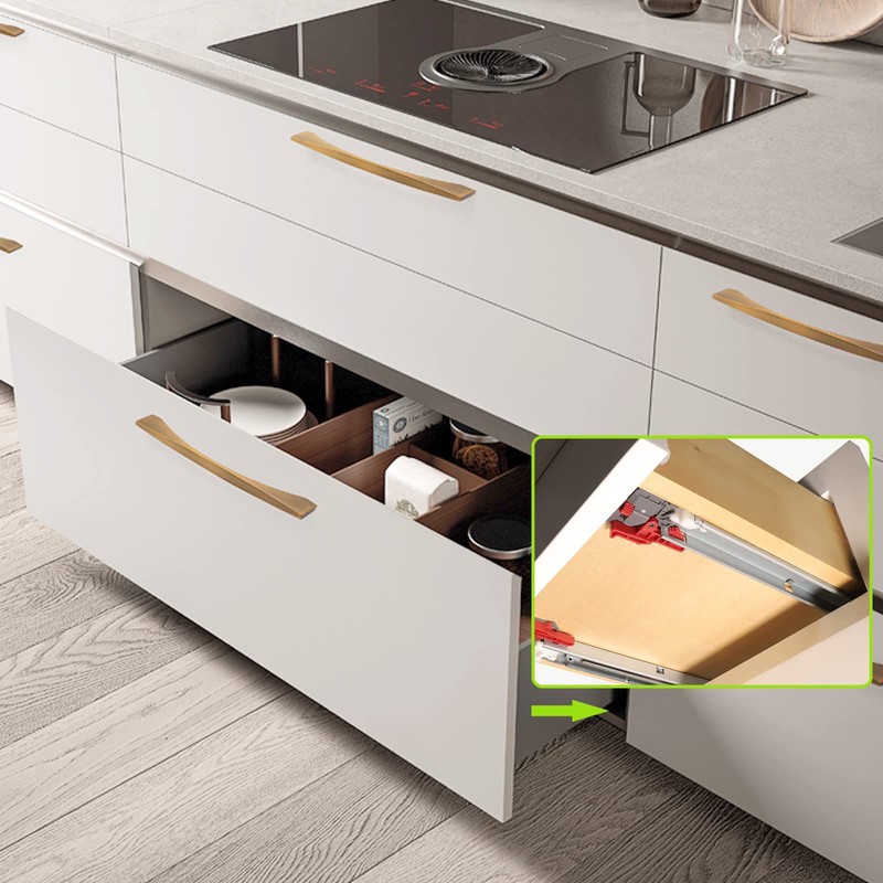 Gobrico Soft Close Under/Rear Mounting Drawer Slides 21", Full Extension