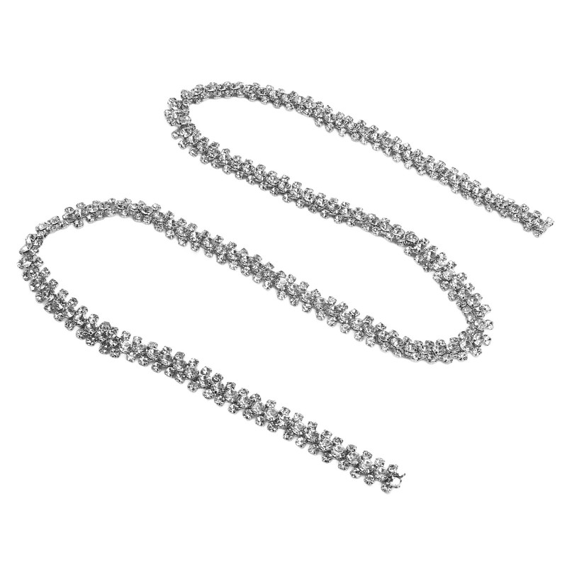 1 Yard 3 Rows Rhinestone Chain Round Glittering Rhinestone White